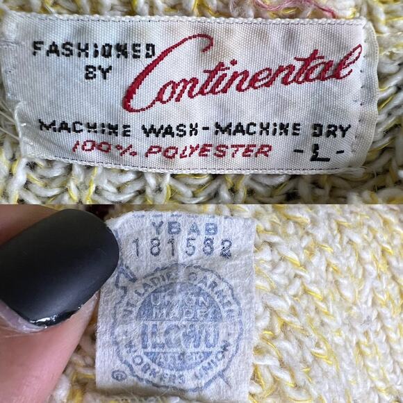 Vintage 70s 80s Fashioned by Continental Striped Knit Sweater Union Made USA L - Picture 10 of 17